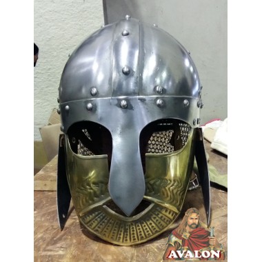 Wikinger-Helm mit Maske - Wikingerhelm mit Messingmaske