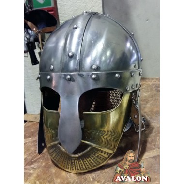 Wikinger-Helm mit Maske - Wikingerhelm mit Messingmaske
