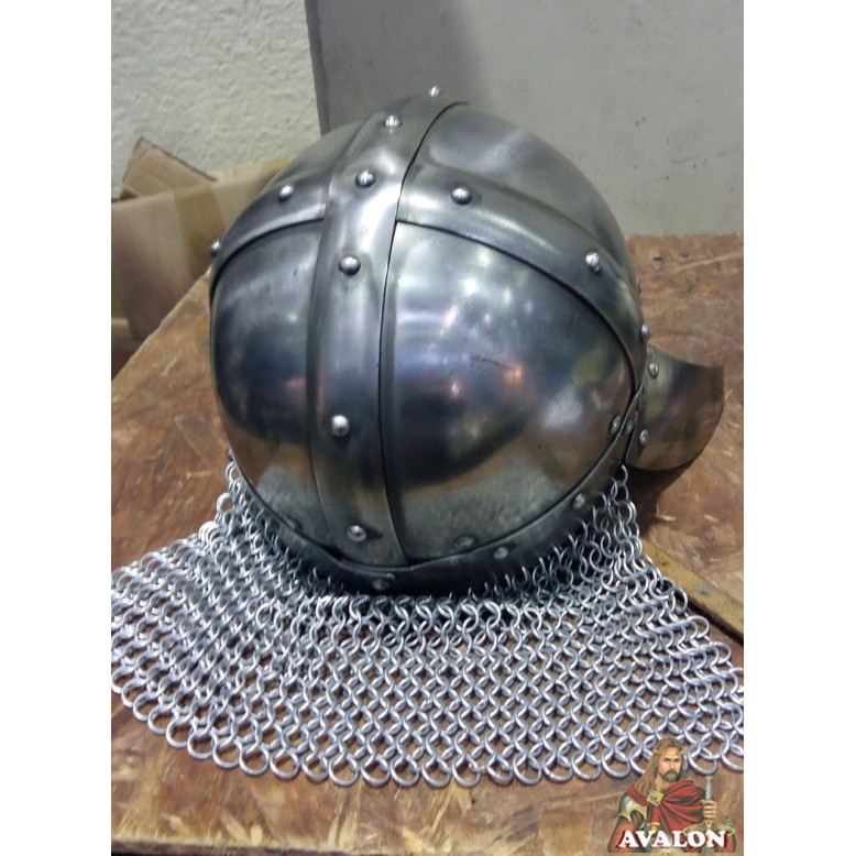 Wikinger-Helm mit Maske - Wikingerhelm mit Messingmaske