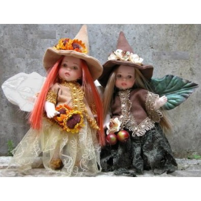 Porzellanpuppe - Elfen Feen Sommer und Herbst