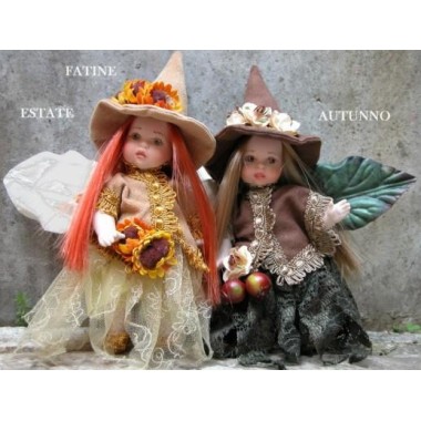Porzellanpuppe - Elfen Feen Sommer und Herbst