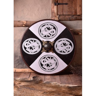 Wikinger Rundschild - mit Greiftier-Bemalung - aus Holz