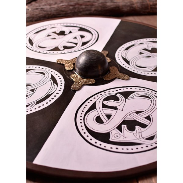 Wikinger Rundschild - mit Greiftier-Bemalung - aus Holz