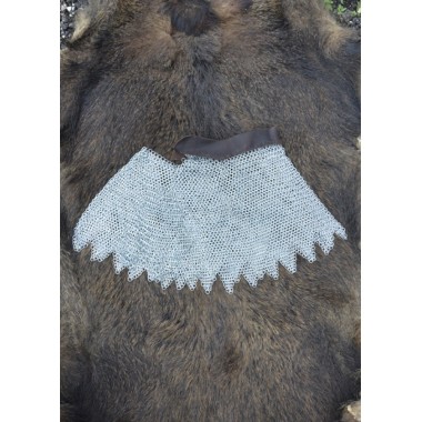 BMSZ Verzinkte Kettenbrünne mit Leder-unvernietet- ID 8mm