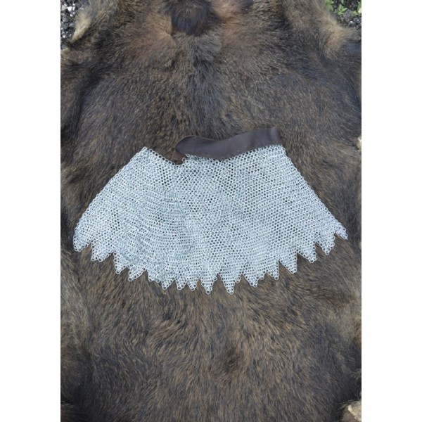 BMSZ Verzinkte Kettenbrünne mit Leder-unvernietet- ID 8mm