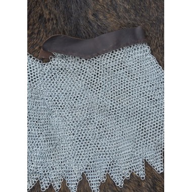 BMSZ Verzinkte Kettenbrünne mit Leder-unvernietet- ID 8mm