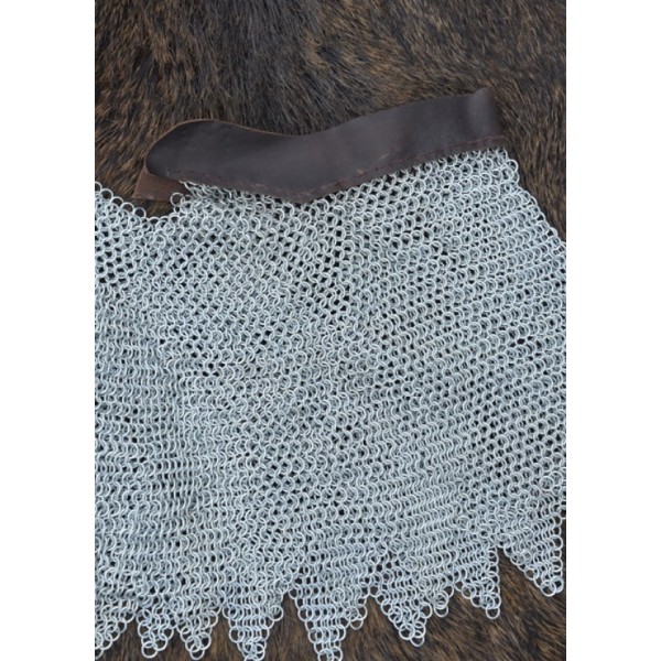 BMSZ Verzinkte Kettenbrünne mit Leder-unvernietet- ID 8mm