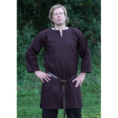 Lange Tunika aus Wolle-dunkelbraun