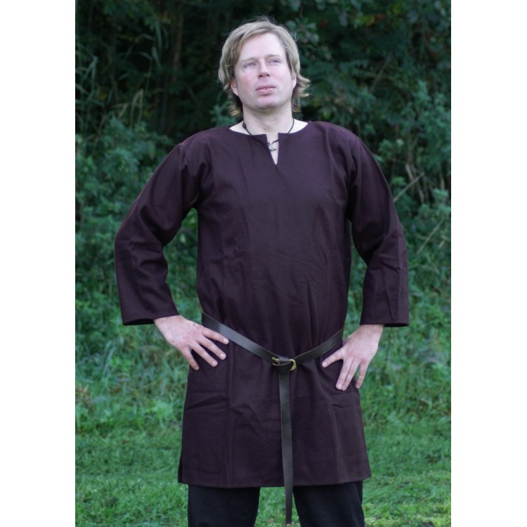 Lange Tunika aus Wolle-dunkelbraun