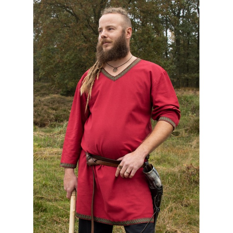 Wikinger Tunika aus Baumwolle-dunkelrot