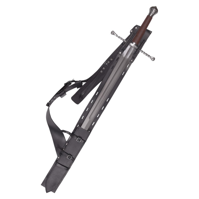 Rückenscheide aus schwarzem Leder