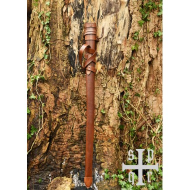 Mittelalterliche Schwertscheide aus Leder mit Gürtel