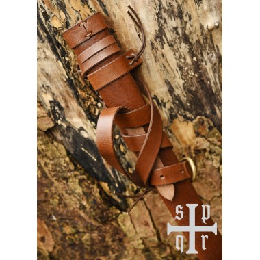 Mittelalterliche Schwertscheide aus Leder mit Gürtel