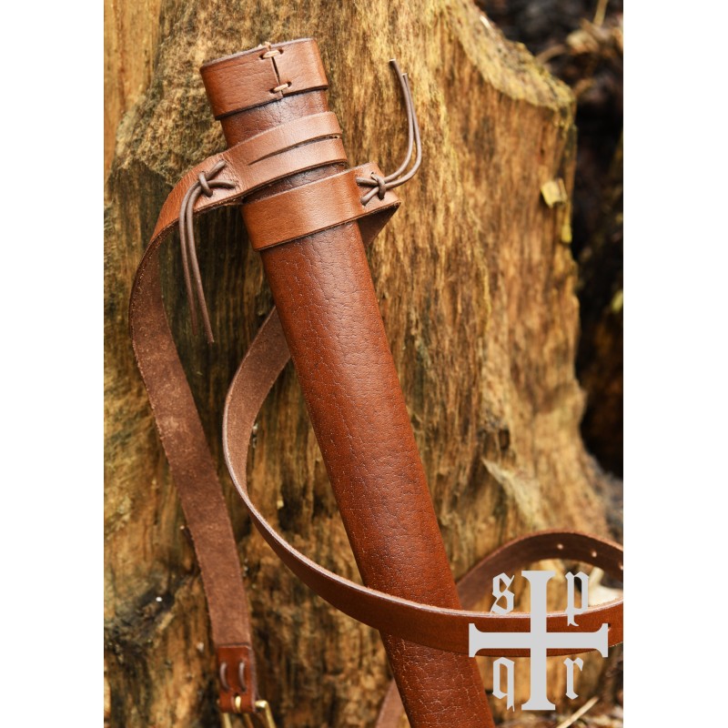 Mittelalterliche Schwertscheide aus Leder mit Gürtel