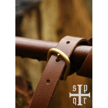 Mittelalterliche Schwertscheide aus Leder mit Gürtel