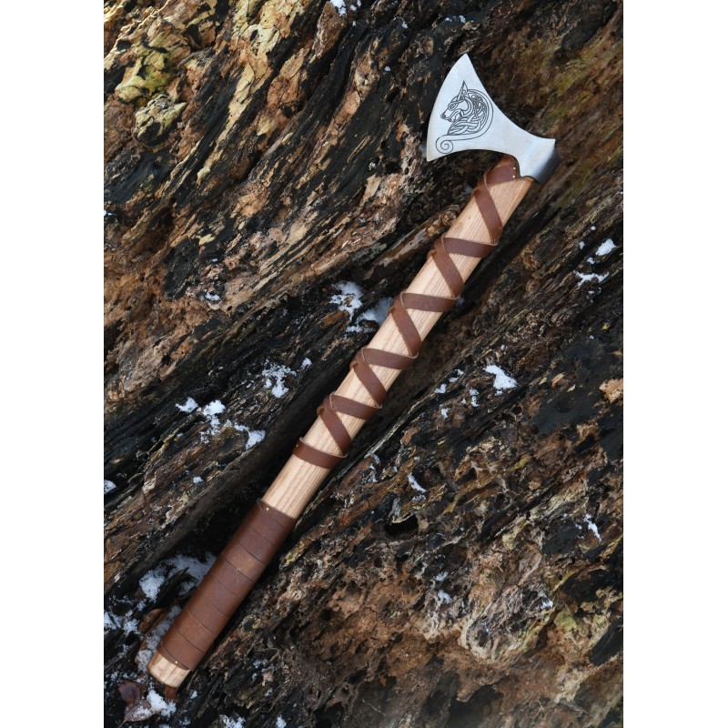 Wikinger-Axt - Gravur und Lederwicklung
