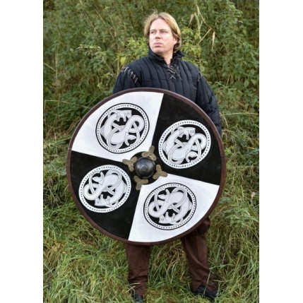 Wikinger Rundschild - mit Greiftier-Bemalung - aus Holz