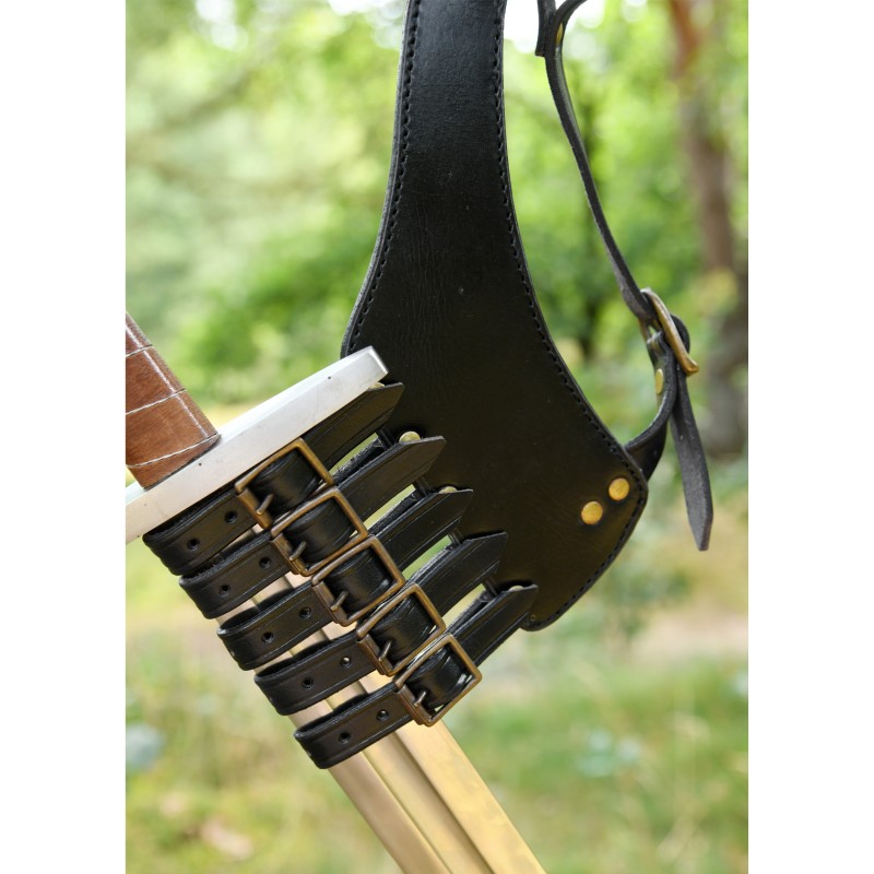 Schwerthalterung-Bandelier, schwarzes Leder