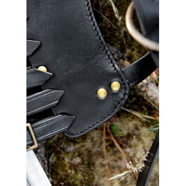 Schwerthalterung-Bandelier, schwarzes Leder