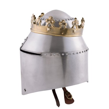 Königlicher Topfhelm mit Messingkrone