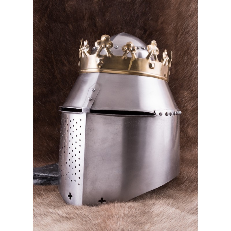 Königlicher Topfhelm mit Messingkrone