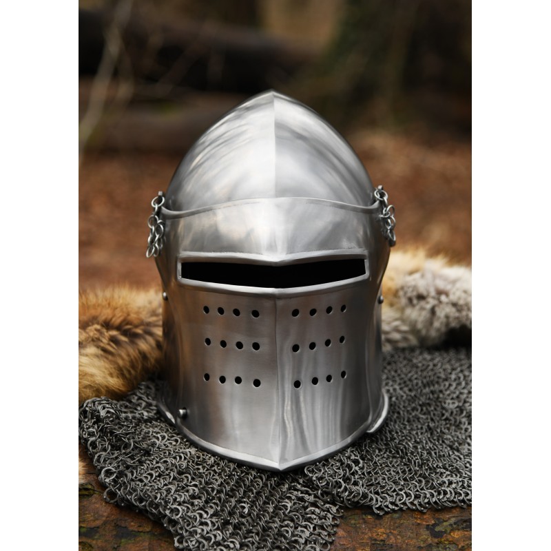 Mittelalter-Beckenhaube mit Klappvisier