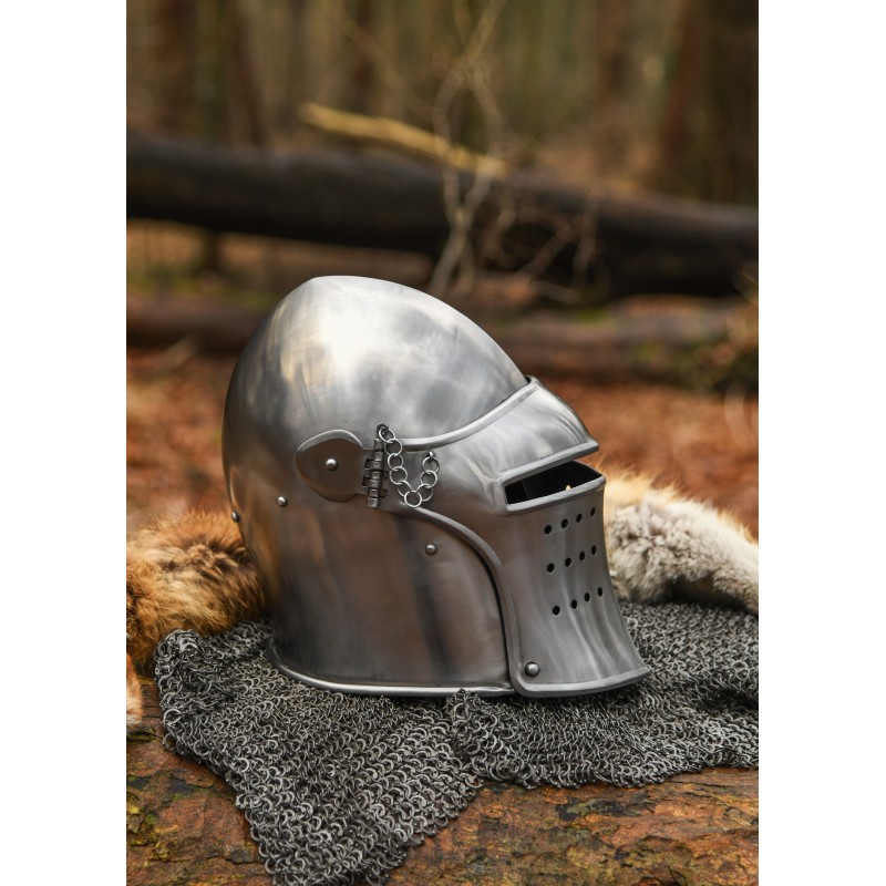 Mittelalter-Beckenhaube mit Klappvisier