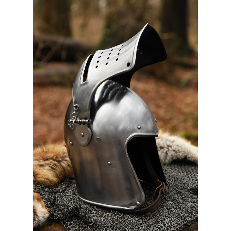 Mittelalter-Beckenhaube mit Klappvisier