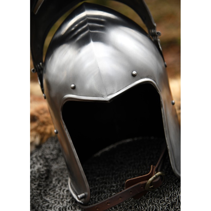 Mittelalter-Beckenhaube mit Klappvisier