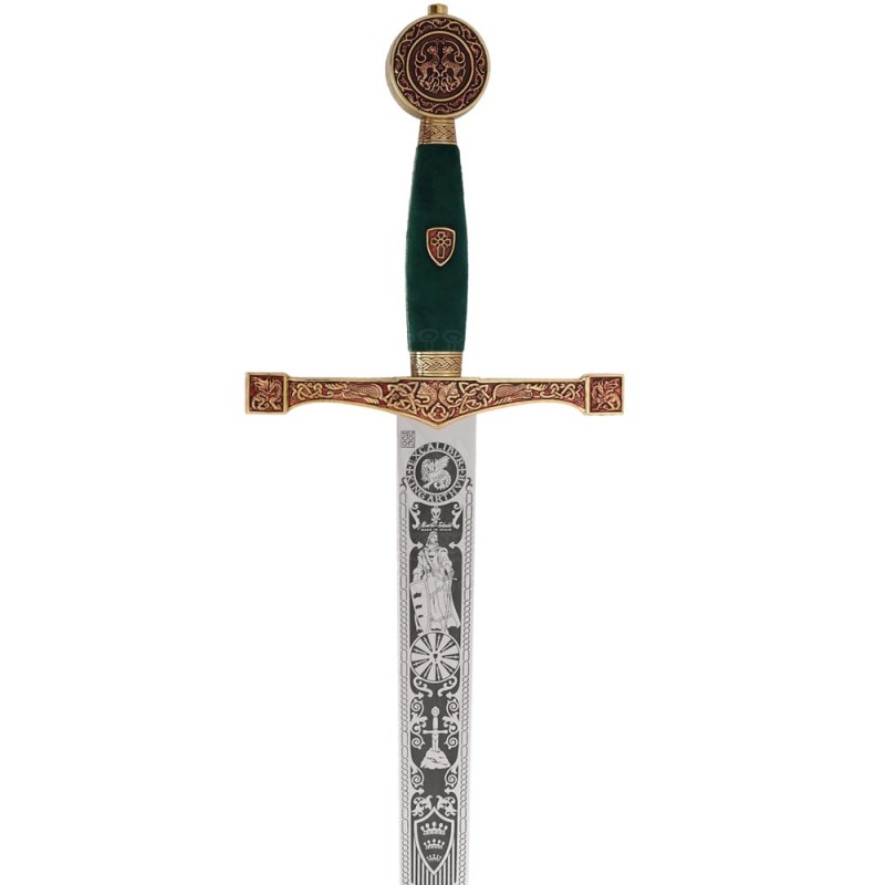 Schwert Excalibur, goldfarben mit Zierätzung, Marto