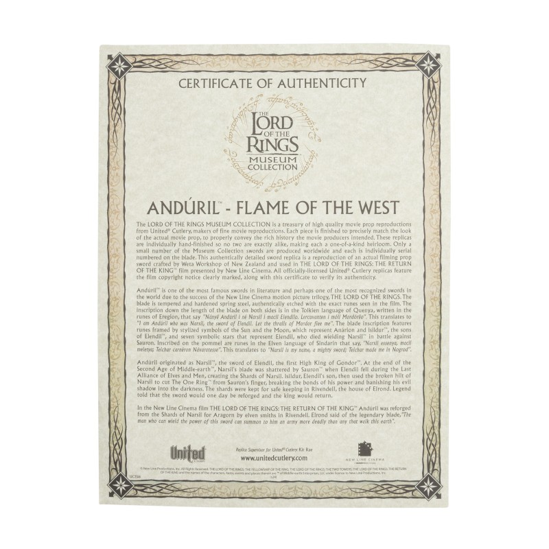 Herr der Ringe - Anduril Schwert - Museum Collection