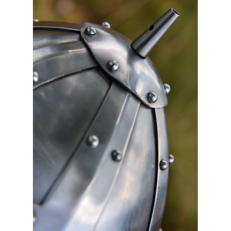 Spangenhelm mit Wangenklappen und Brünne, 2 mm Stahl