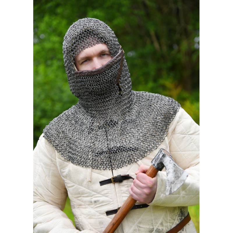 Kettenhaube mit dreieckigem Mundschutz, ID8mm, unbehandelt