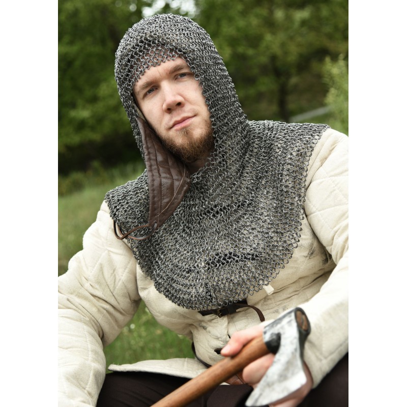 Kettenhaube mit dreieckigem Mundschutz, ID8mm, unbehandelt