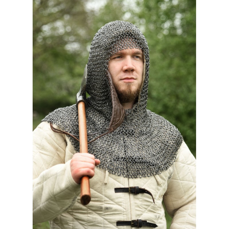 Kettenhaube mit dreieckigem Mundschutz, ID8mm, unbehandelt