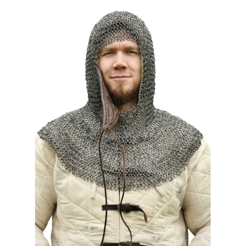 Kettenhaube mit dreieckigem Mundschutz, ID8mm, unbehandelt