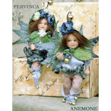 Elfen Feen Windröschen und Immergrün, Porzellanpuppe