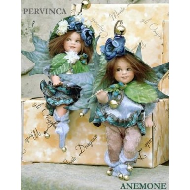 Elfen Feen Windröschen und Immergrün, Porzellanpuppe