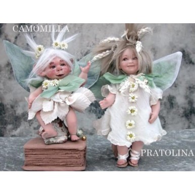 Elfen Feen Kamille und Gänseblümchen, Porzellanpuppe