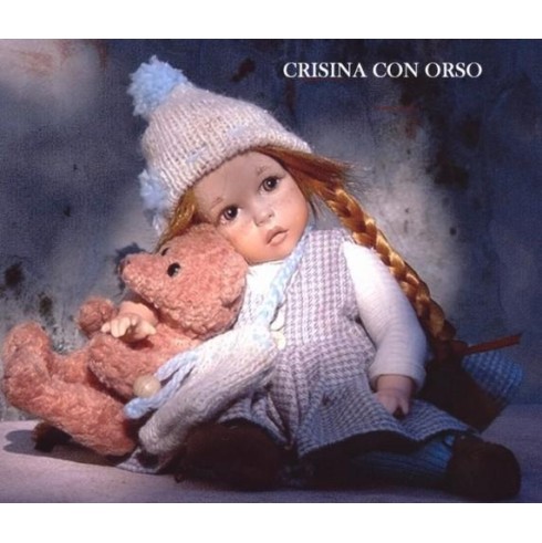 Porzellanpuppen künstlerpuppen Cristina mit Teddybär