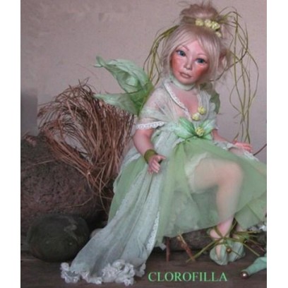 Porzellanpuppe - Elfe Fee Chlorophylle
