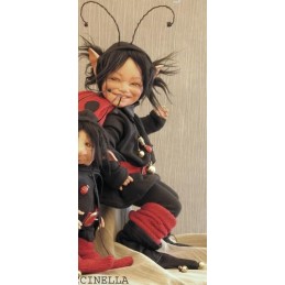 Porzellanpuppe - Elfe Fee Marienkäfer