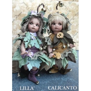 Elfen Feen Flieder und Calicanto, Porzellanpuppe