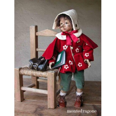 Porzellanpuppe Pinocchio lackiertem Holz-Effekt