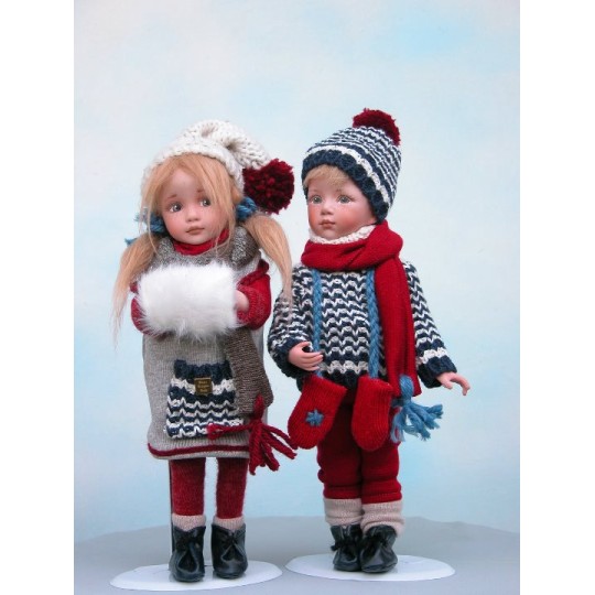 Porzellanpuppen - Kinder im Winter