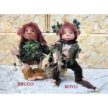 Elfen Kobolden Besenheide und Brombeere, Porzellanpuppe