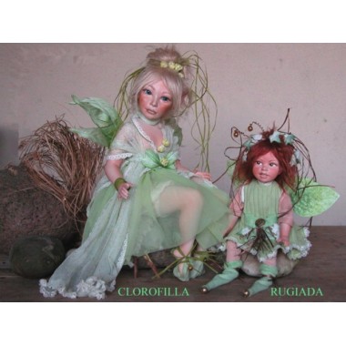 Porzellanpuppe - Elfe Fee Chlorophylle