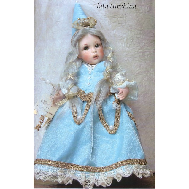 Porzellanpuppe Fee mit Türkis Haar