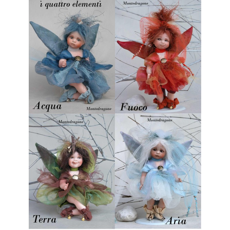 Elfen Feen Elementen klein, Porzellanpuppe