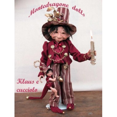 Elfen klaus mit Welpen, Porzellanpuppe